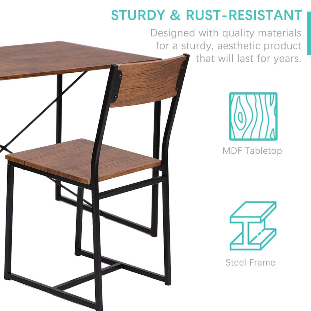 Sturdy and rust-resistant chair and table frame with material icons
